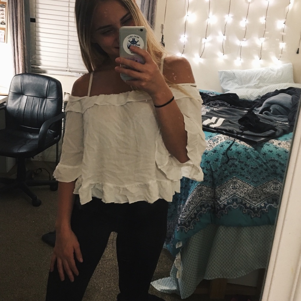 White off the shoulder shirt